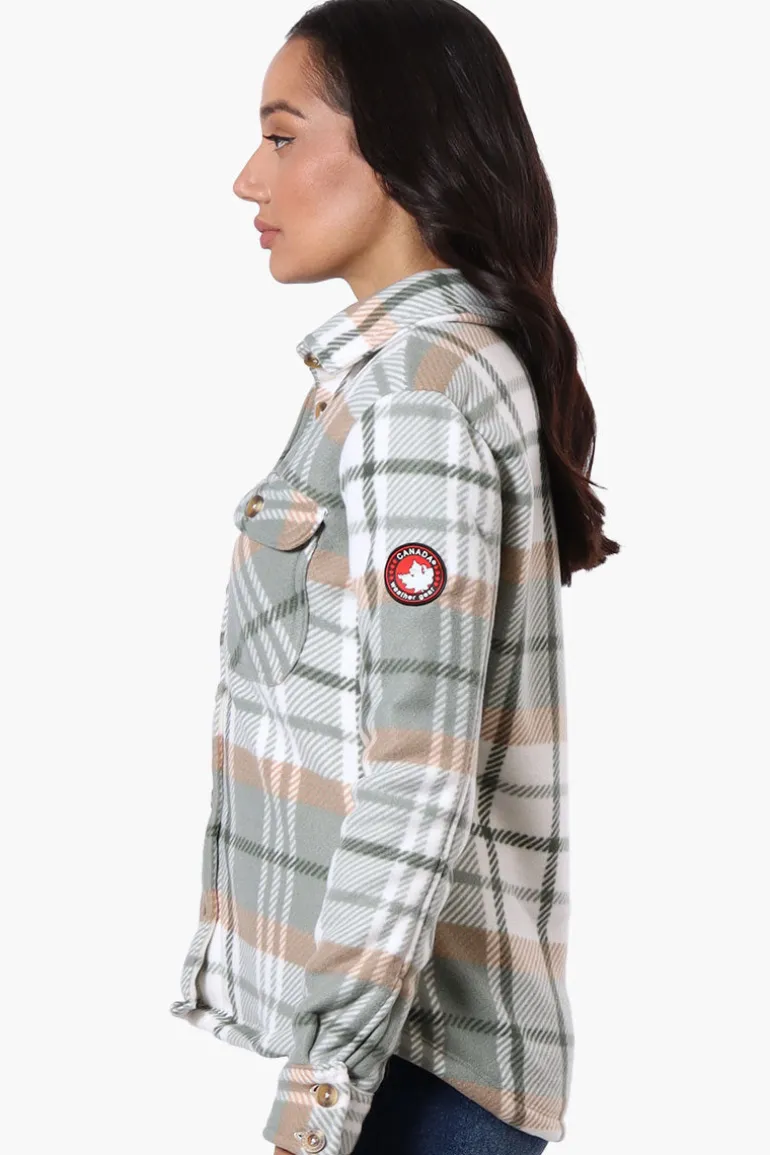 Canada Weather Gear Plaid Fleece Button Up Lightweight Jacket - Mint