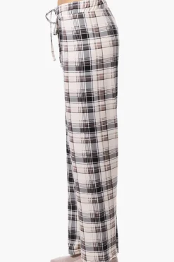 Canada Weather Gear Plaid Wide Leg Pajama Bottoms - Cream