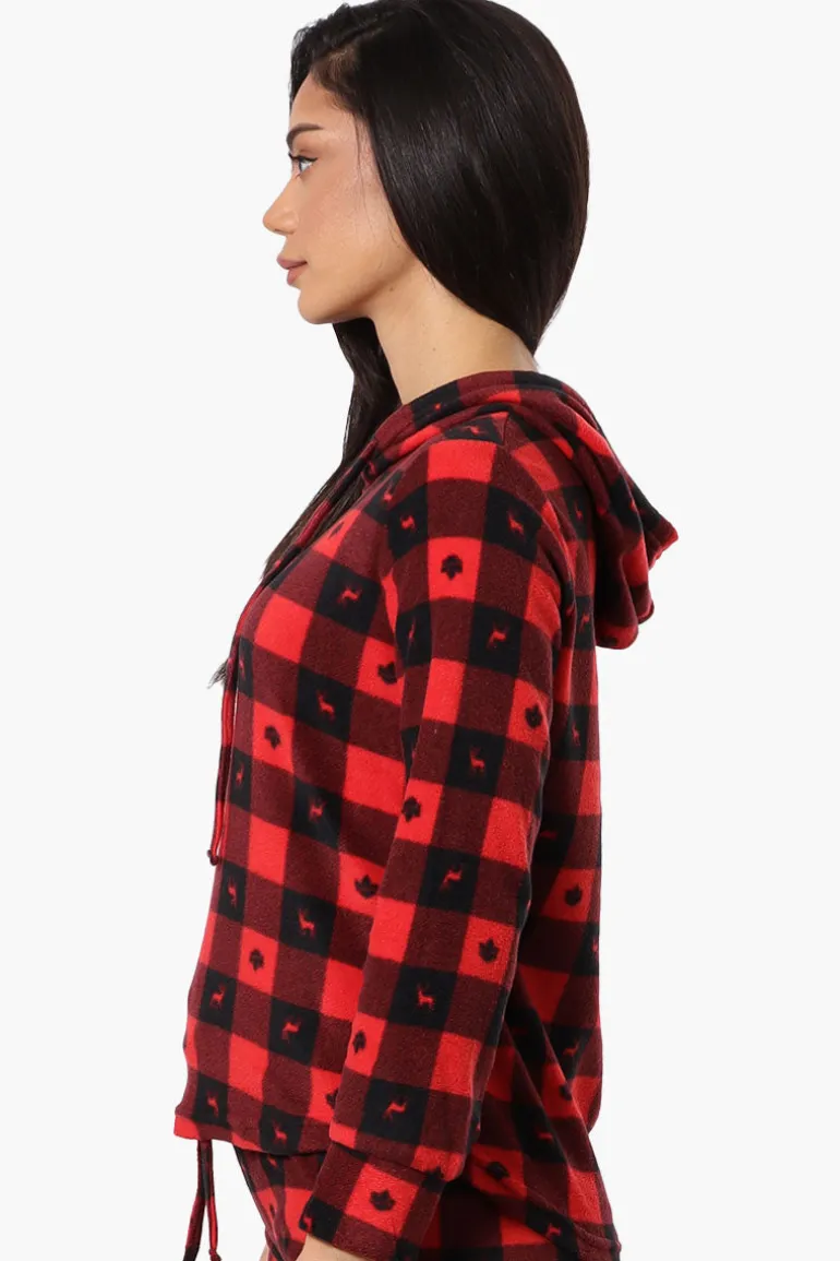 Canada Weather Gear Plaid Hooded Pajama Top - Red