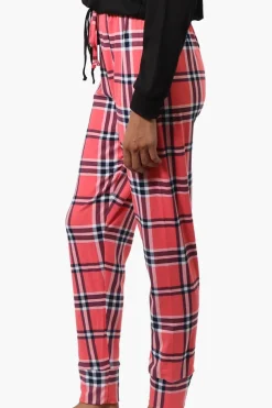 Canada Weather Gear Plaid Tie Waist Jogger Pajama Pants - Pink