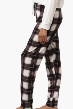 Canada Weather Gear Plaid Tie Waist Jogger Pajama Pants - White