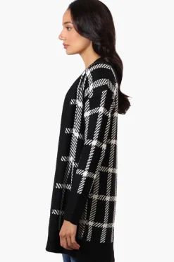 Canada Weather Gear Plaid Open Wrap Cardigan - Black