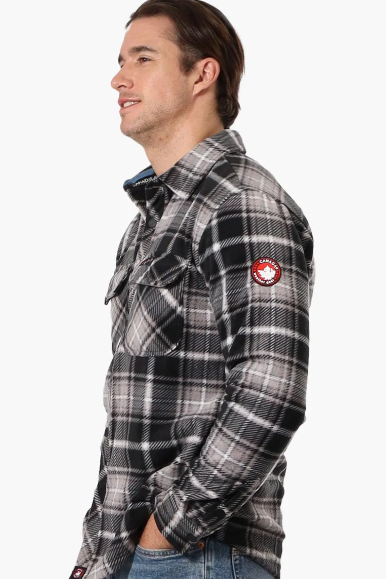 Canada Weather Gear Plaid Fleece Button Up Shacket - Black