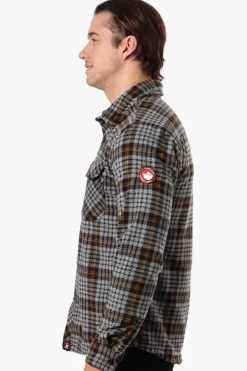 Canada Weather Gear Plaid Fleece Button Up Shacket - Grey