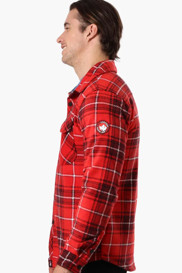 Canada Weather Gear Plaid Fleece Button Up Shacket - Red