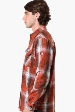 Canada Weather Gear Plaid Button Up Casual Shirt - Rust