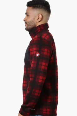 Canada Weather Gear Plaid 1/4 Zip Sweatshirt - Red