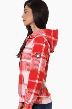 Canada Weather Gear Plaid Fleece Hoodie - Red