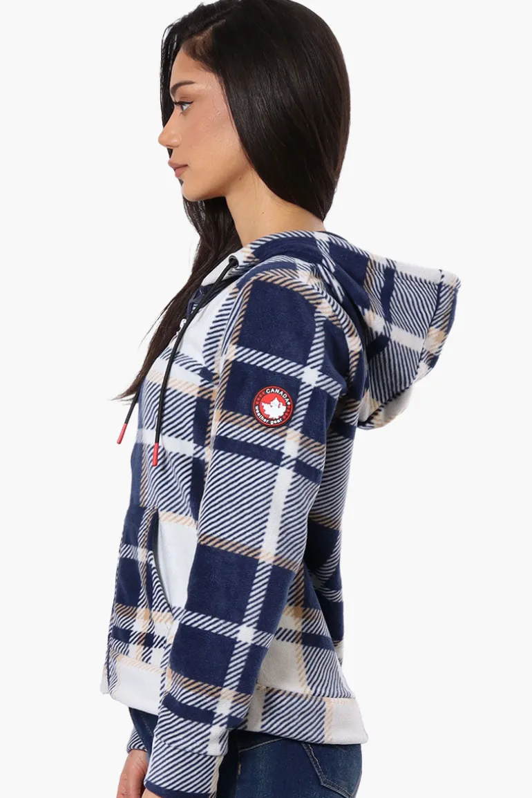 Canada Weather Gear Plaid Fleece Hoodie - Navy