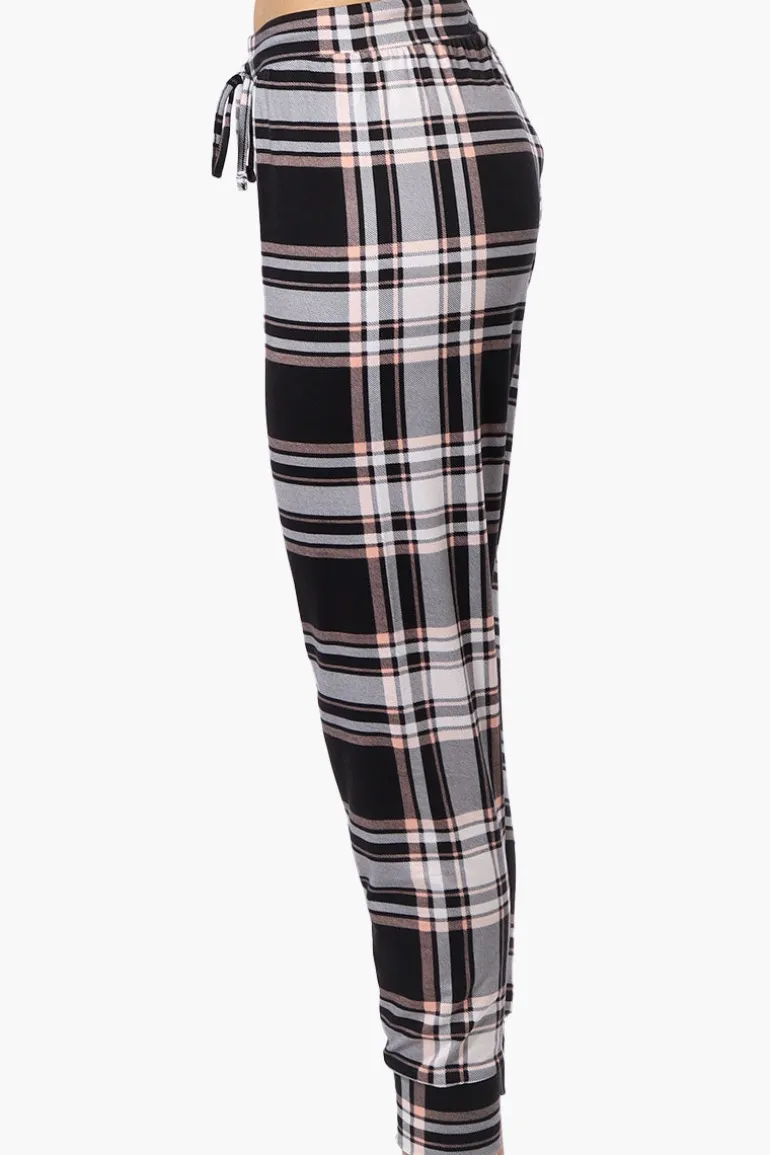 Canada Weather Gear Plaid Tie Waist Pajama Bottoms - Black