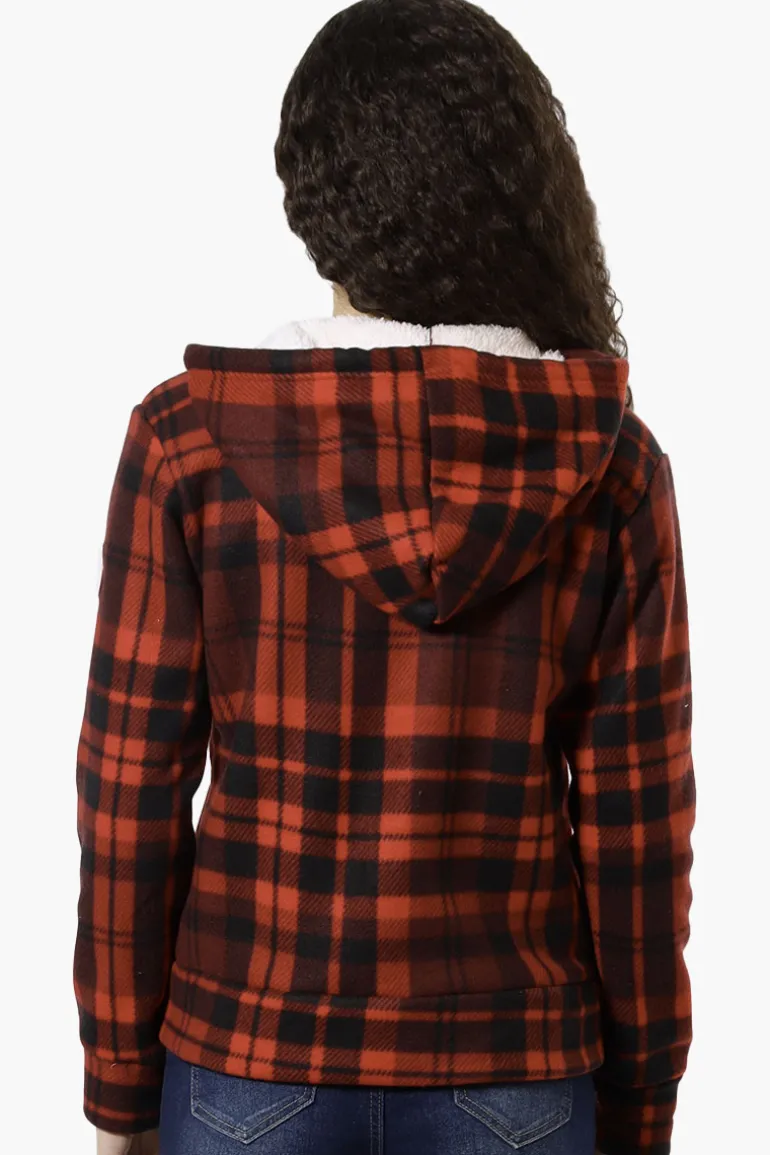 Canada Weather Gear Plaid Fleece Lined Hoodie - Red