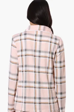 Canada Weather Gear Plaid Button Down Pajama Top - Peach
