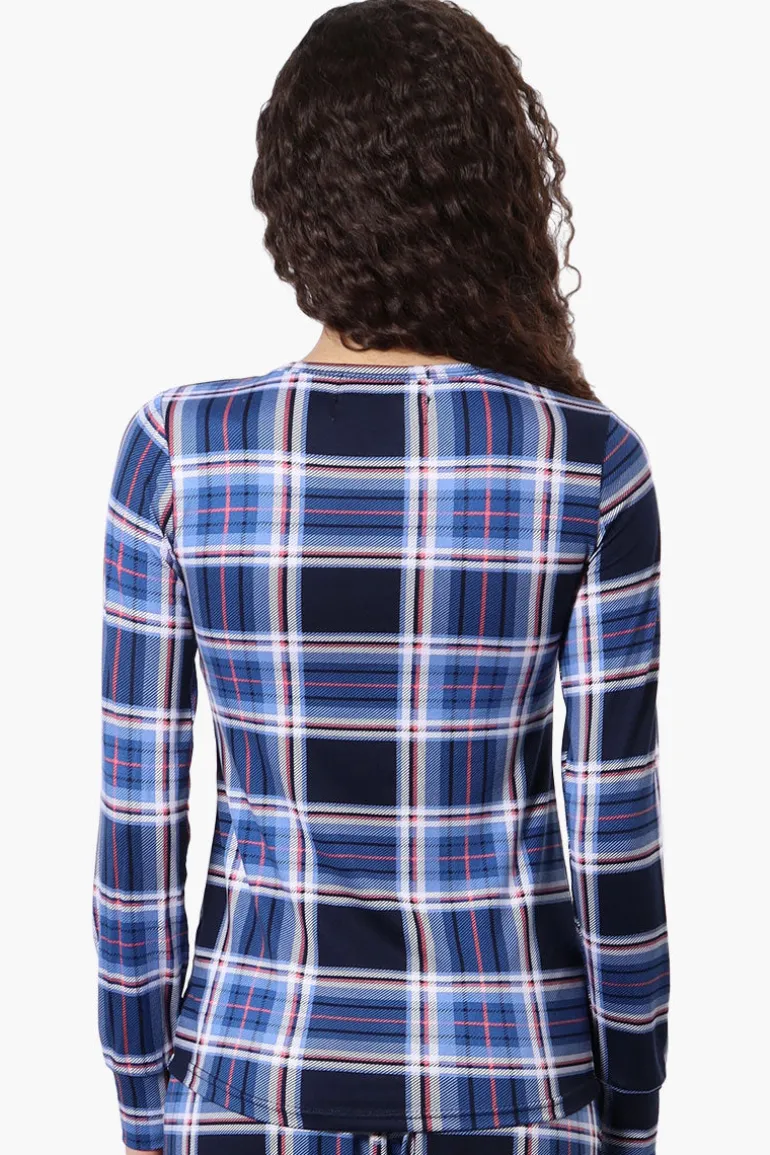 Canada Weather Gear Plaid Crewneck Pajama Top - Blue