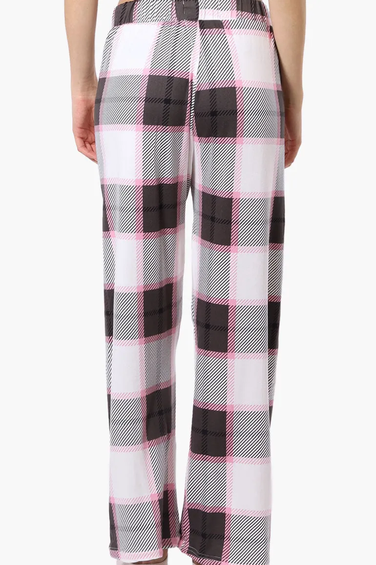 Canada Weather Gear Plaid Wide Leg Pajama Bottoms - White