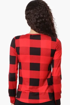 Canada Weather Gear Plaid Crewneck Pajama Top - Red