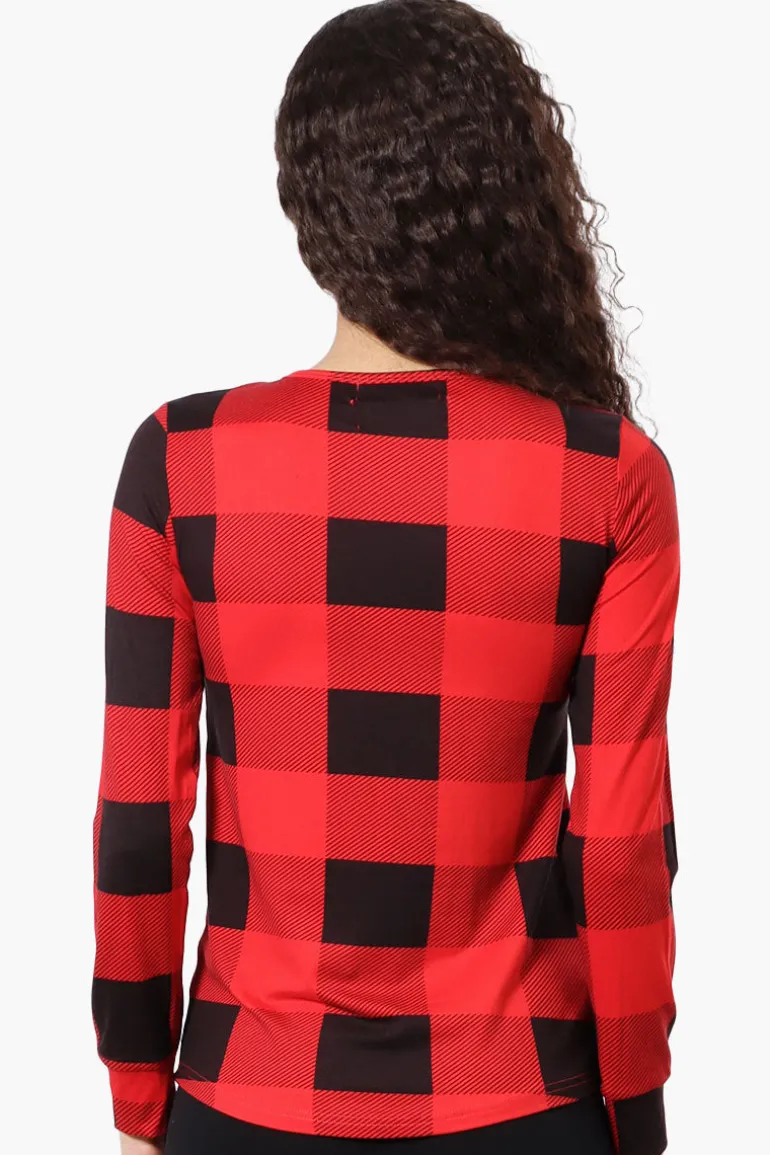 Canada Weather Gear Plaid Crewneck Pajama Top - Red