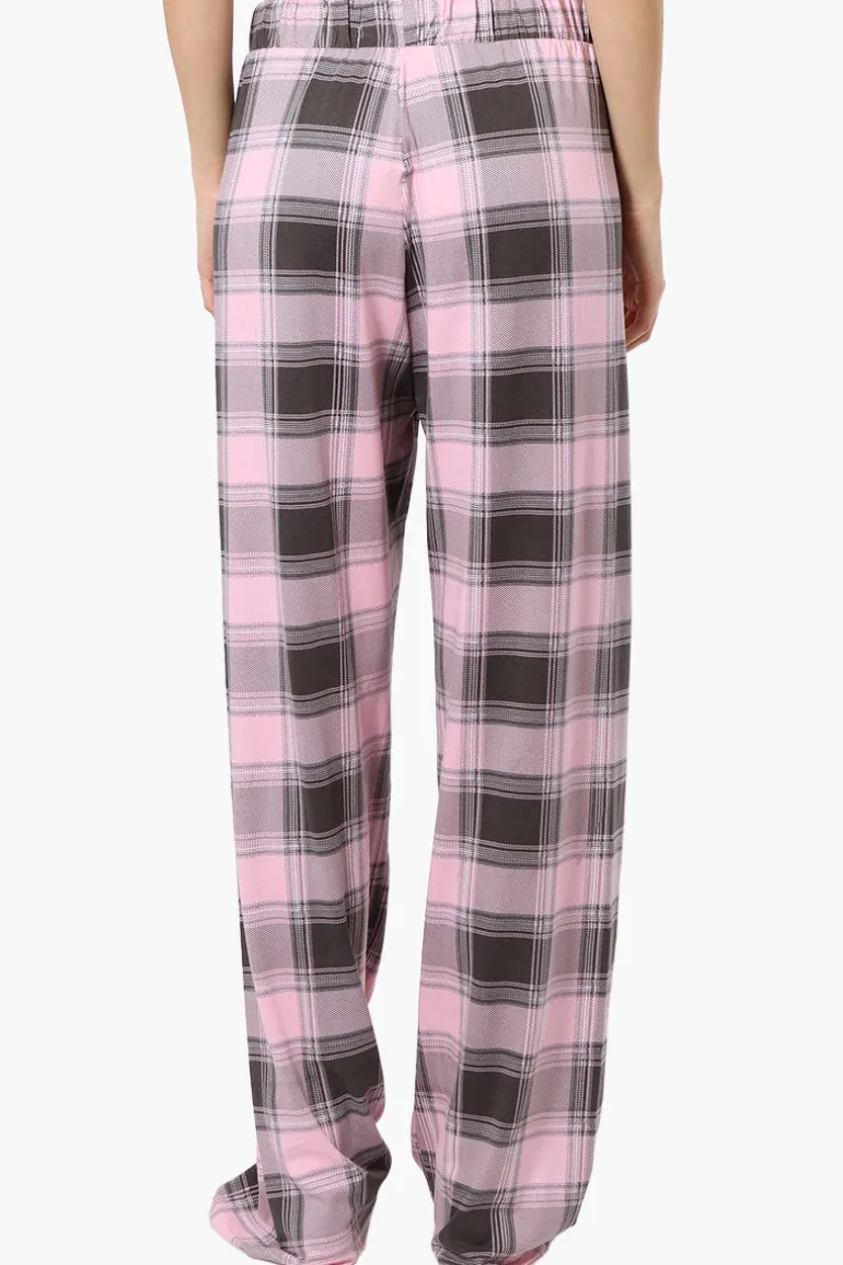 Canada Weather Gear Plaid Wide Leg Pajama Bottoms - Pink