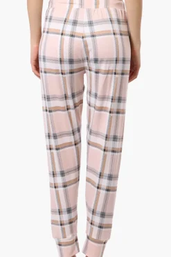 Canada Weather Gear Plaid Tie Waist Pajama Bottoms - Blush