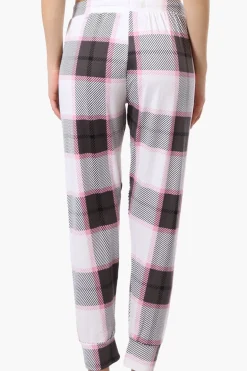 Canada Weather Gear Plaid Tie Waist Pajama Bottoms - White