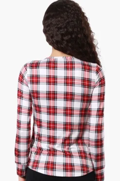 Canada Weather Gear Plaid Crewneck Pajama Top - White