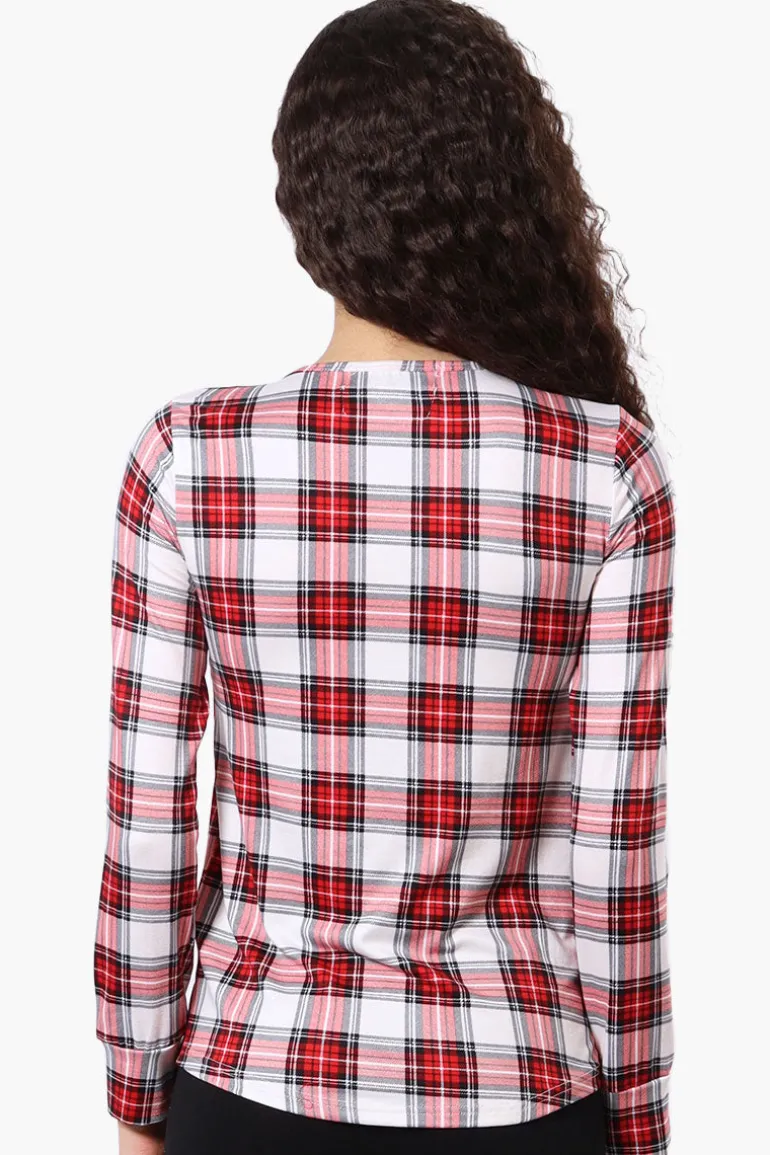 Canada Weather Gear Plaid Crewneck Pajama Top - White