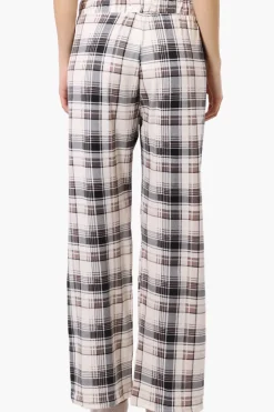 Canada Weather Gear Plaid Wide Leg Pajama Bottoms - Cream