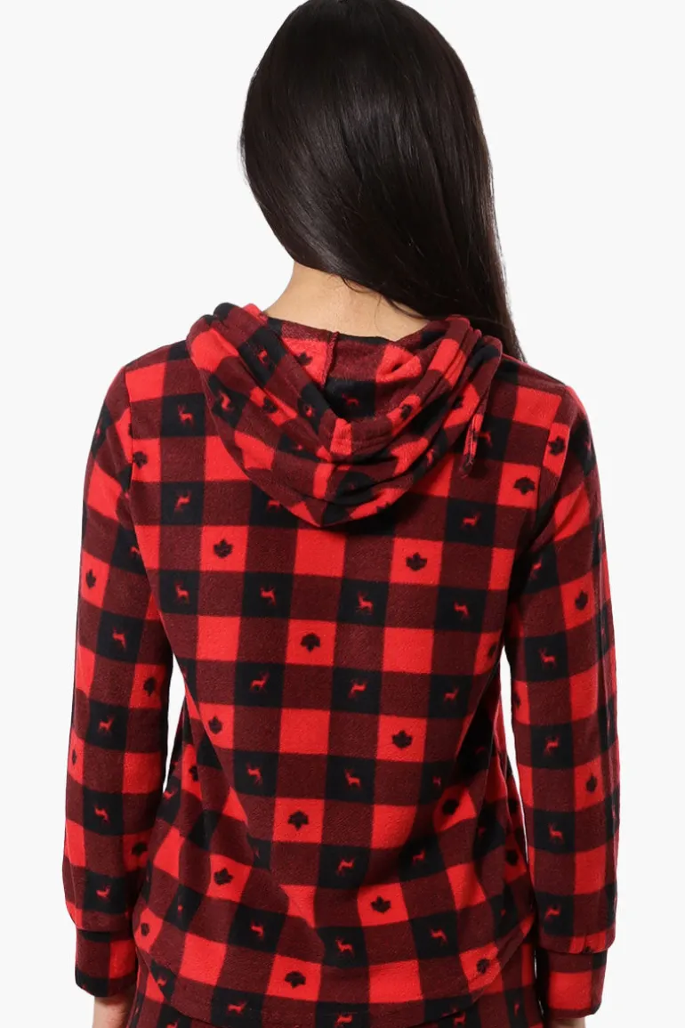 Canada Weather Gear Plaid Hooded Pajama Top - Red