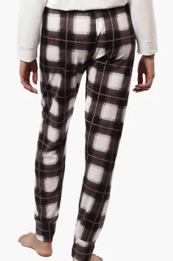 Canada Weather Gear Plaid Tie Waist Jogger Pajama Pants - White