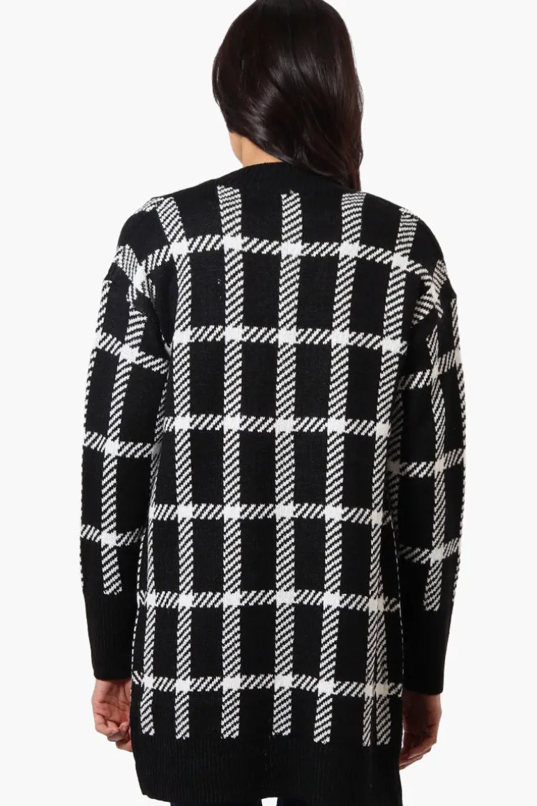 Canada Weather Gear Plaid Open Wrap Cardigan - Black