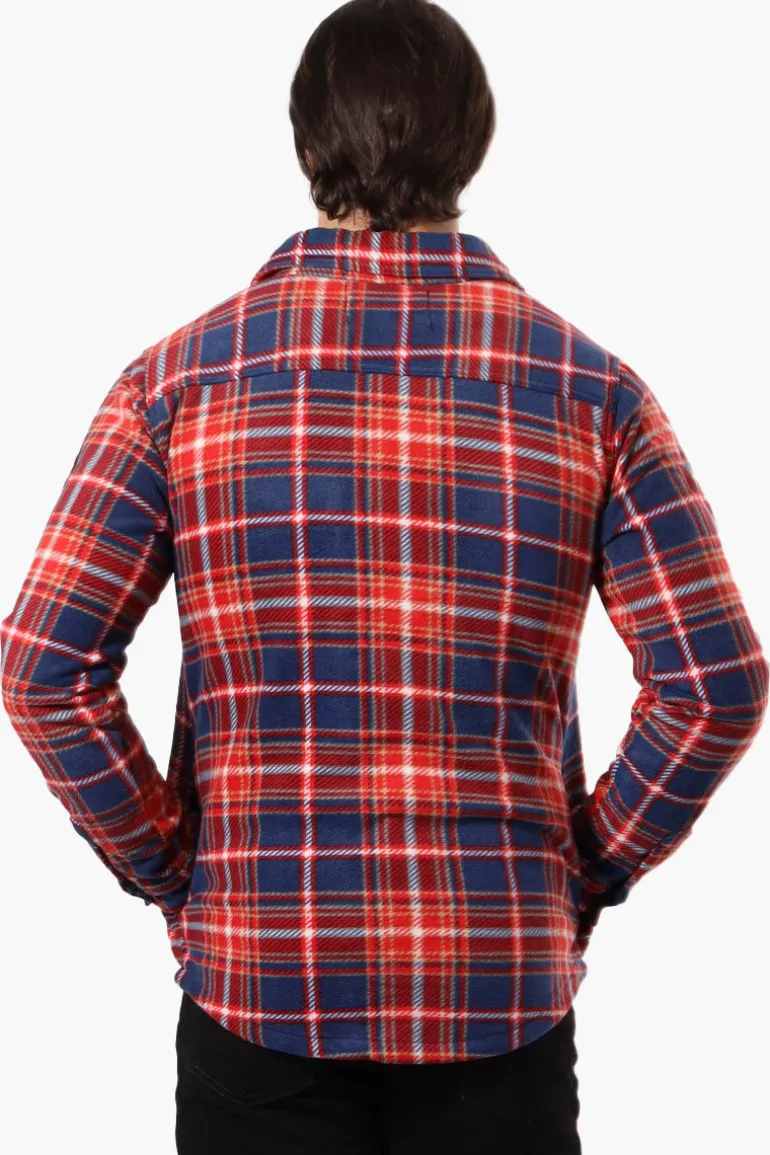 Canada Weather Gear Plaid Fleece Button Up Shacket - Navy
