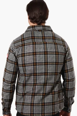 Canada Weather Gear Plaid Fleece Button Up Shacket - Grey