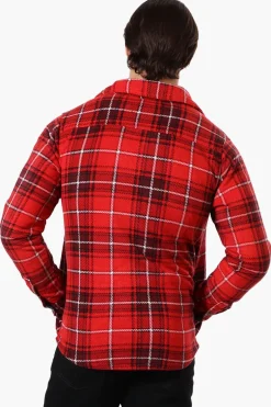 Canada Weather Gear Plaid Fleece Button Up Shacket - Red