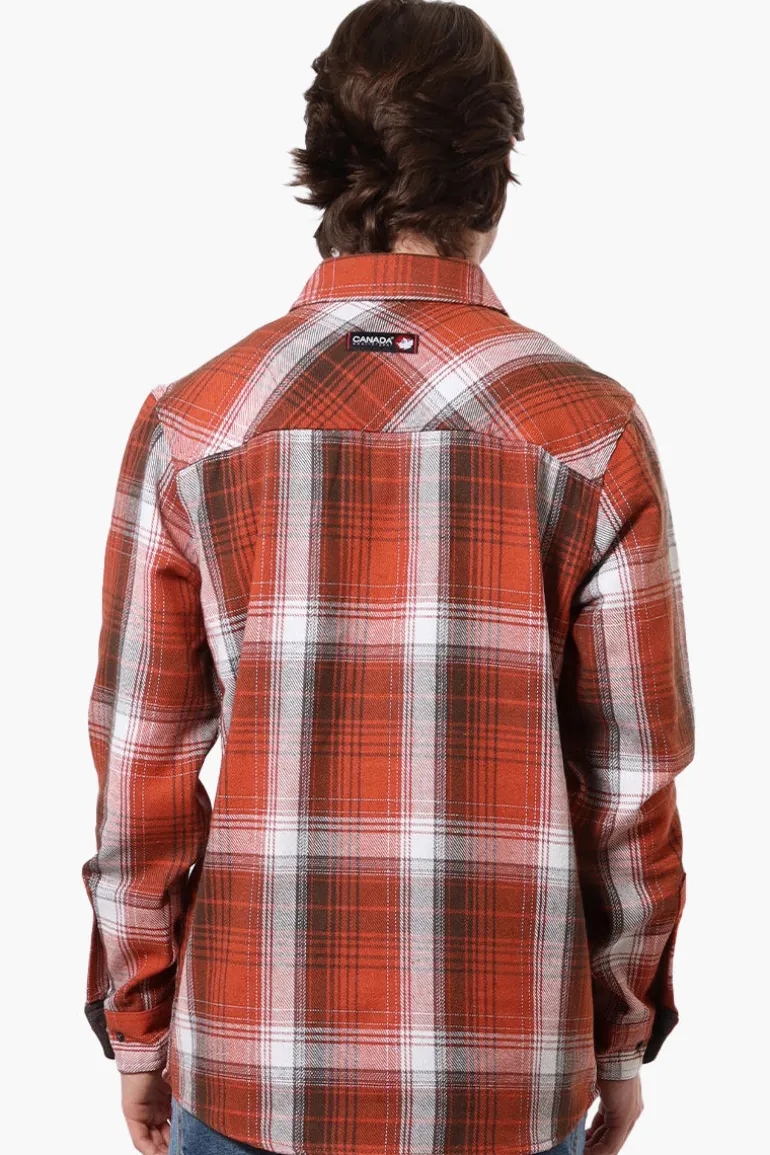Canada Weather Gear Plaid Button Up Casual Shirt - Rust