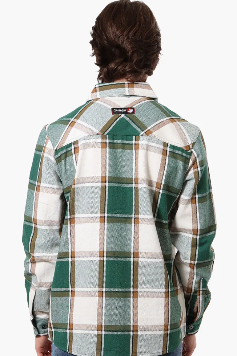 Canada Weather Gear Plaid Button Up Casual Shirt - Green