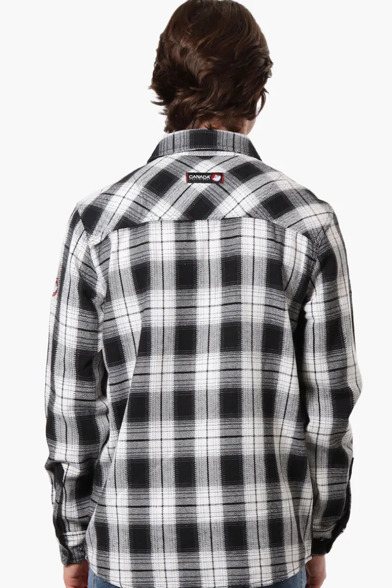 Canada Weather Gear Plaid Button Up Casual Shirt - Black