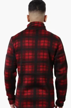 Canada Weather Gear Plaid 1/4 Zip Sweatshirt - Red
