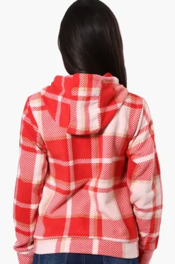 Canada Weather Gear Plaid Fleece Hoodie - Red