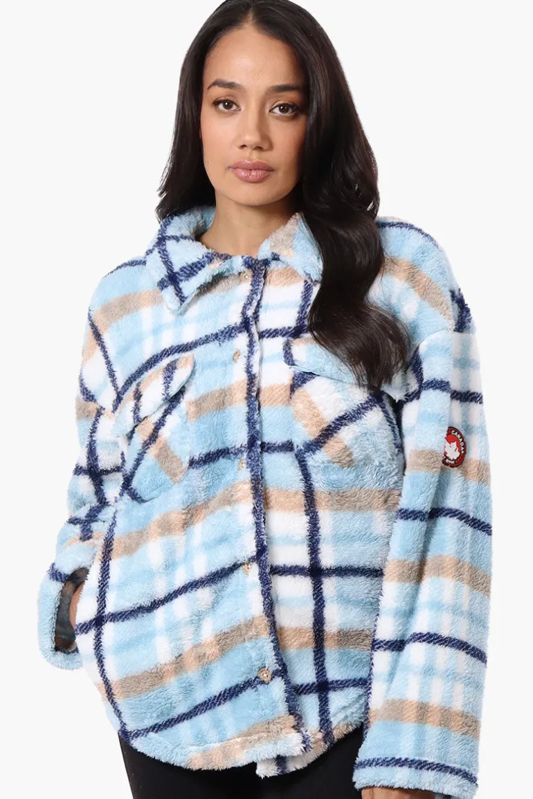 Canada Weather Gear Plush Plaid Lightweight Jacket - Blue