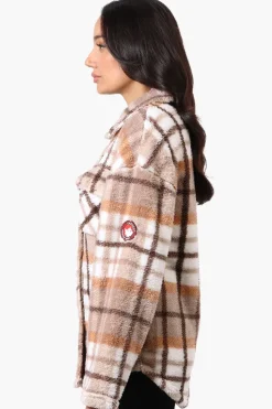 Canada Weather Gear Plush Plaid Lightweight Jacket - Beige