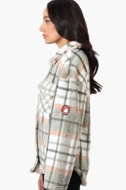 Canada Weather Gear Plush Plaid Lightweight Jacket - Olive