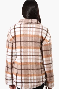 Canada Weather Gear Plush Plaid Lightweight Jacket - Beige