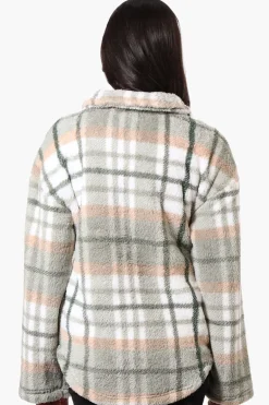 Canada Weather Gear Plush Plaid Lightweight Jacket - Olive