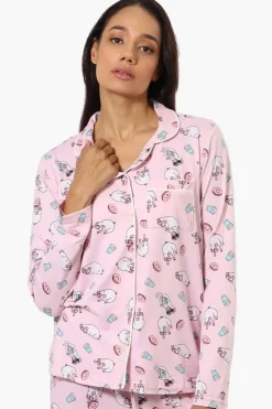 Canada Weather Gear Pug Pattern Button Down Pajama Top - Pink