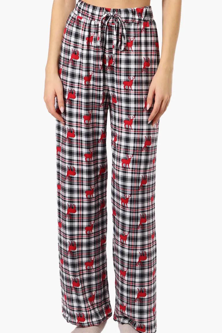 Canada Weather Gear Reindeer Pattern Wide Leg Pajama Pants - Multi