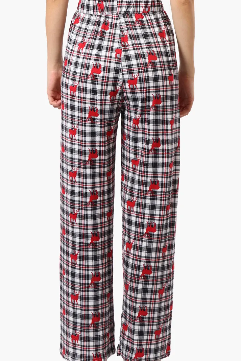 Canada Weather Gear Reindeer Pattern Wide Leg Pajama Pants - Multi