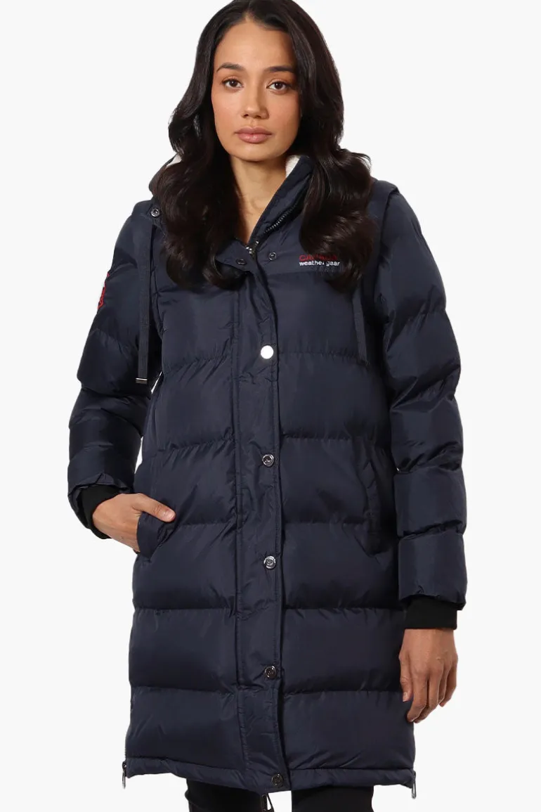 Canada Weather Gear Side Slit Puffer Parka Jacket - Navy