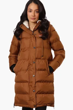 Canada Weather Gear Side Slit Puffer Parka Jacket - Brown