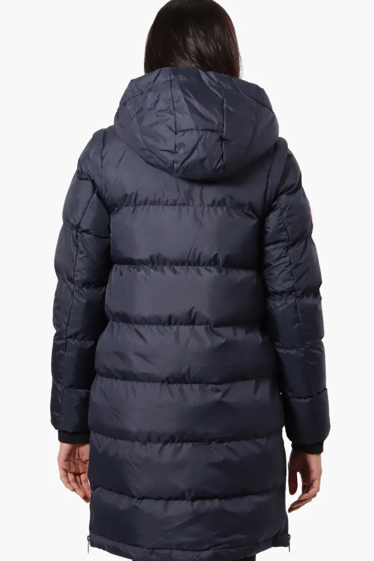 Canada Weather Gear Side Slit Puffer Parka Jacket - Navy