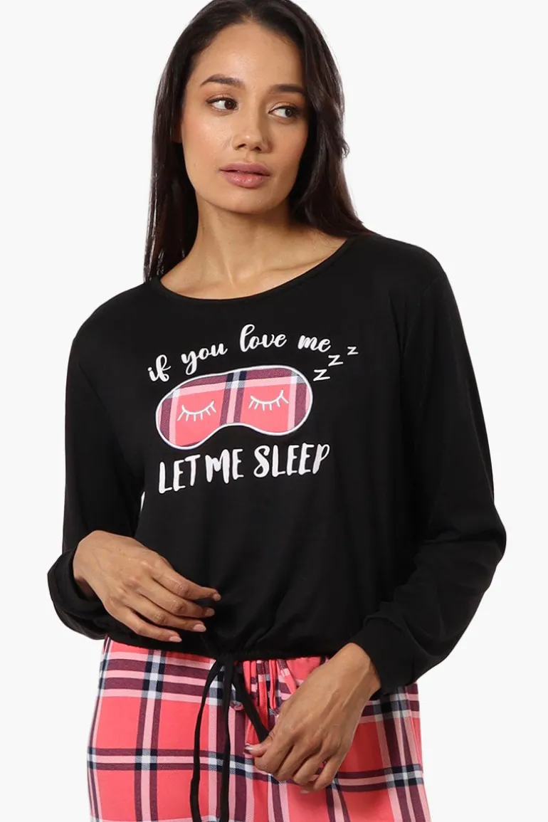 Canada Weather Gear Sleep Print Drawstring Pajama Top - Black