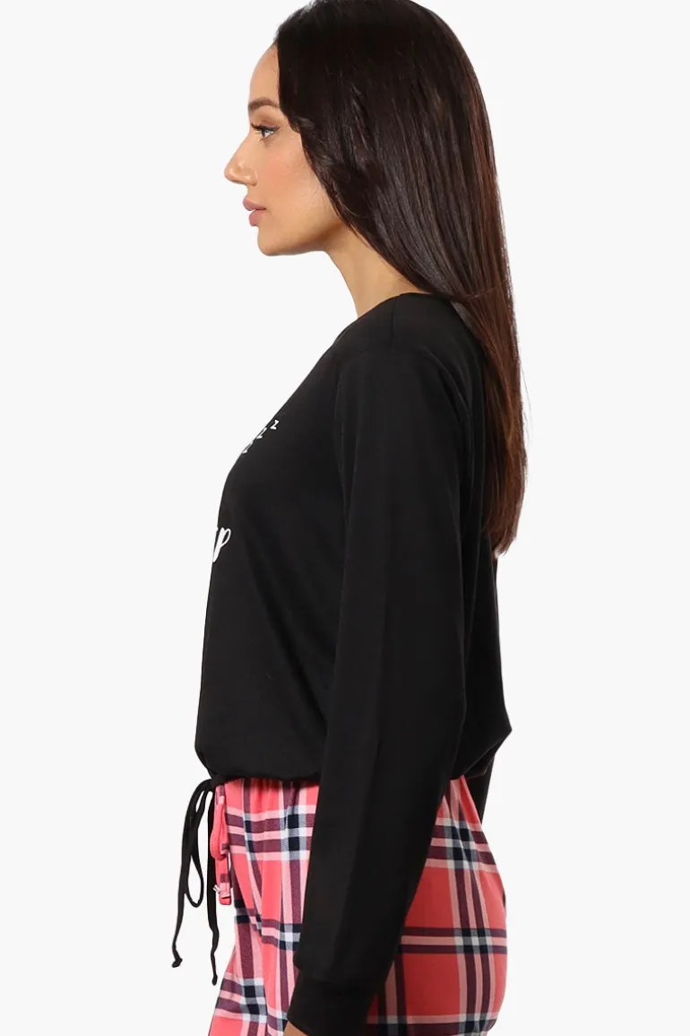 Canada Weather Gear Sleep Print Drawstring Pajama Top - Black